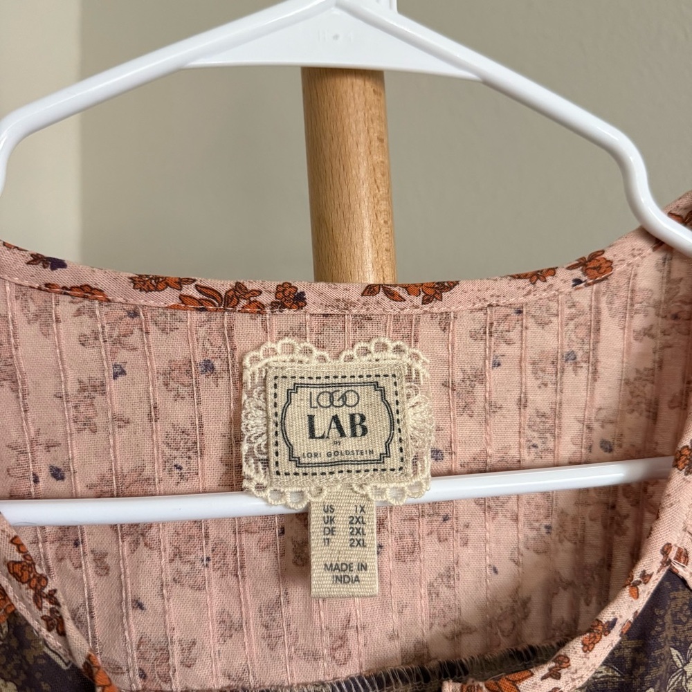 Logo Lab by Lori Goldstein Boho 3/4 Sleeve Crew Neck Bed Jacket Women’s Size 1X - Picture 9 of 12